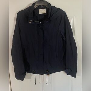 Zara Basic Navy Blue Windbreaker Jacket Medium Spring Neutral Staple